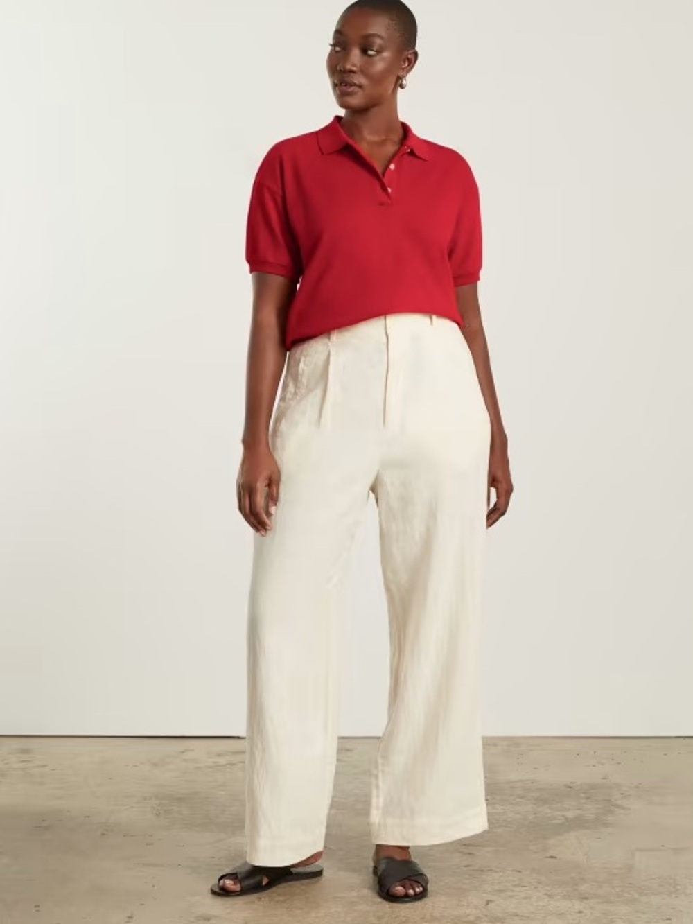 Everlane Oversized Cropped Polo with Waistband in Goji Berry Red Size XS